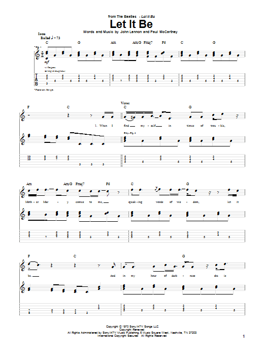 Learn to play The Beatles Let It Be sheet music for Guitar Tab in minutes. The Beatles Let It Be sheet music notes and chords. Download Printable PDF.