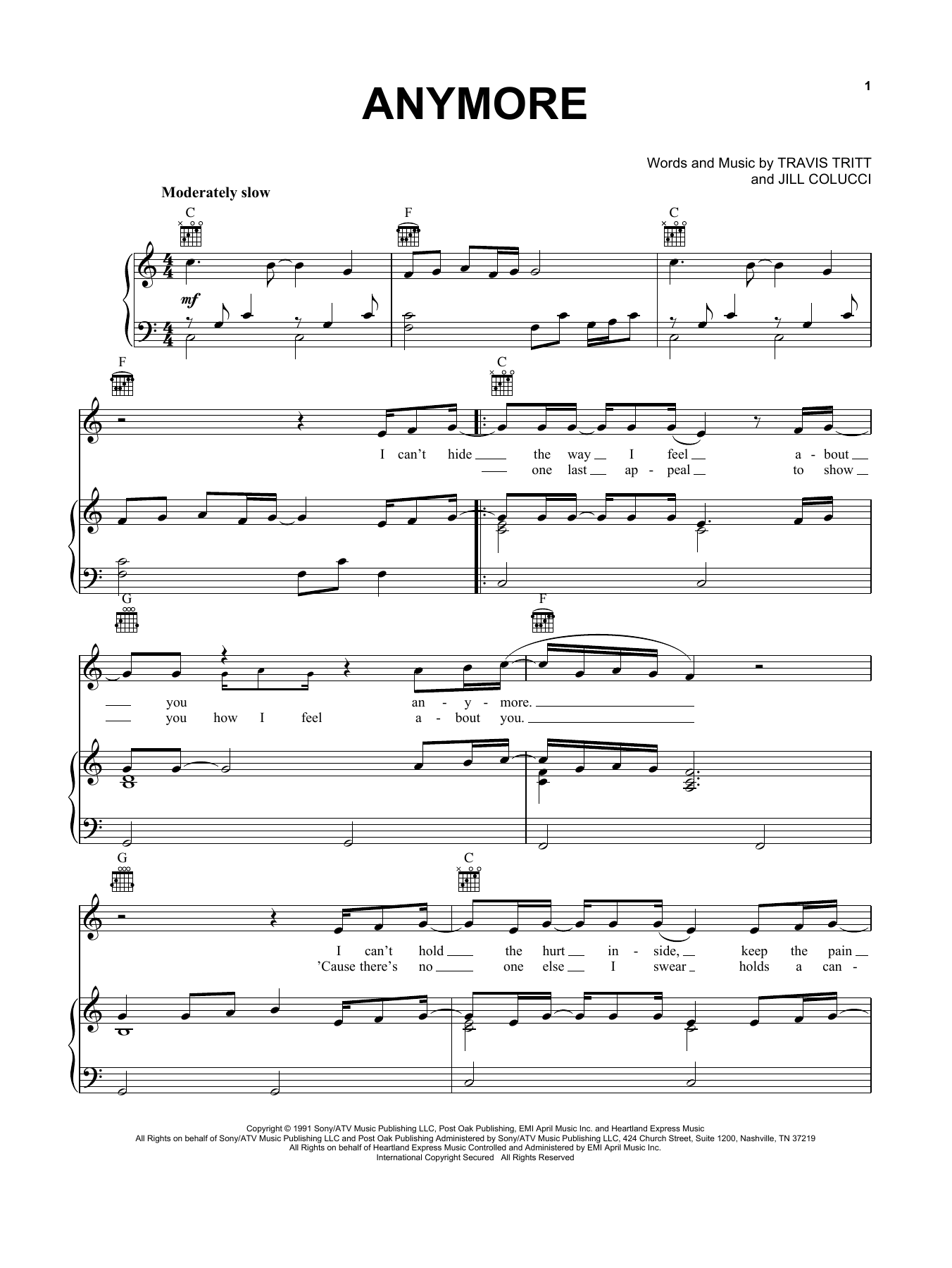 Learn to play Travis Tritt Anymore sheet music for Piano, Vocal & Guitar (Right-Hand Melody) in minutes. Travis Tritt Anymore sheet music notes and chords. Download Printable PDF.