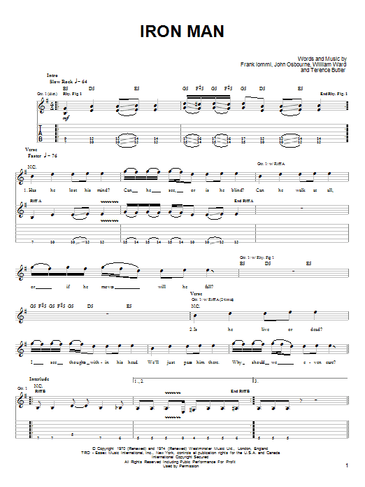 Learn to play Black Sabbath Iron Man sheet music for Easy Guitar Tab in minutes. Black Sabbath Iron Man sheet music notes and chords. Download Printable PDF.