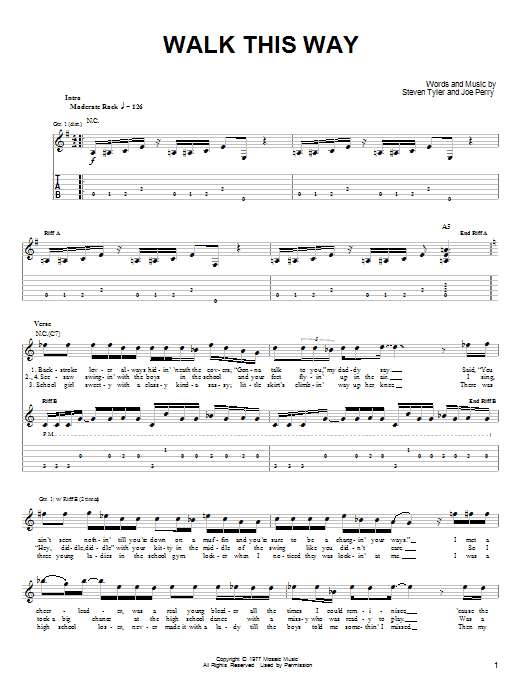 Learn to play Aerosmith and Run D.M.C. Walk This Way sheet music for Easy Guitar Tab in minutes. Aerosmith and Run D.M.C. Walk This Way sheet music notes and chords. Download Printable PDF.