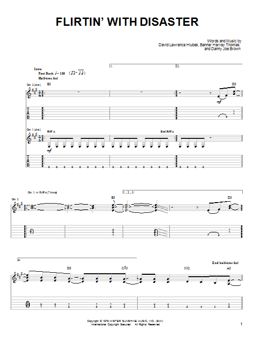 Learn to play Molly Hatchet Flirtin' With Disaster sheet music for Easy Guitar Tab in minutes. Molly Hatchet Flirtin' With Disaster sheet music notes and chords. Download Printable PDF.