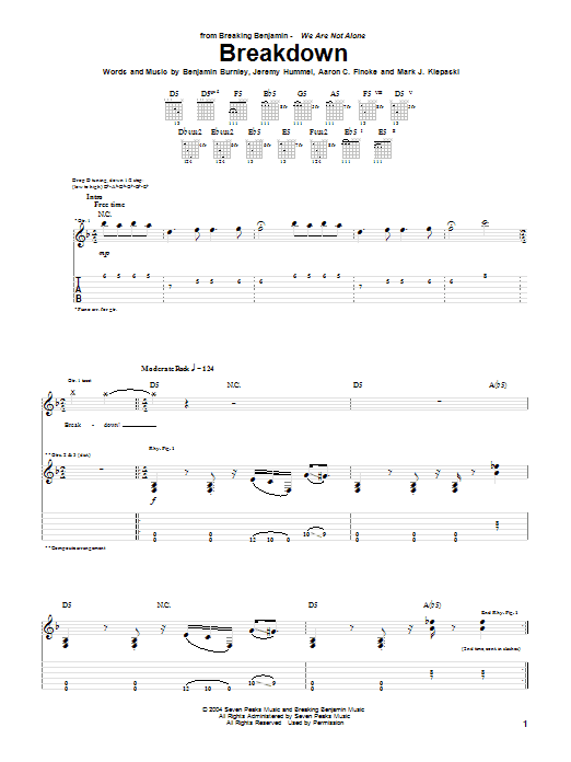Learn to play Breaking Benjamin Breakdown sheet music for Guitar Tab in minutes. Breaking Benjamin Breakdown sheet music notes and chords. Download Printable PDF.