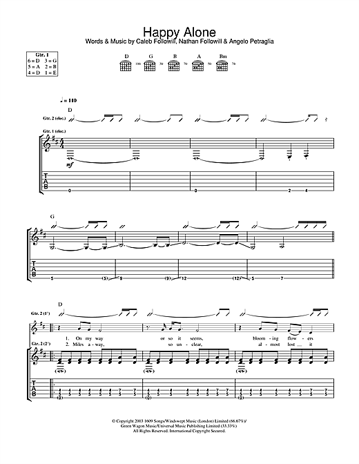 Learn to play Kings Of Leon Happy Alone sheet music for Guitar Tab in minutes. Kings Of Leon Happy Alone sheet music notes and chords. Download Printable PDF.