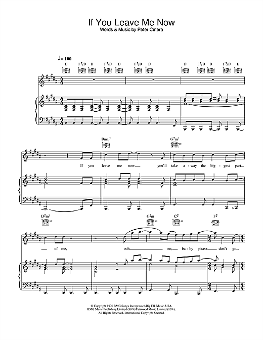 Learn to play Chicago If You Leave Me Now sheet music for Piano, Vocal & Guitar (Right-Hand Melody) in minutes. Chicago If You Leave Me Now sheet music notes and chords. Download Printable PDF.