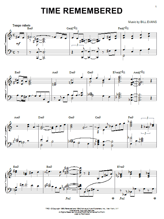 Learn to play Bill Evans Time Remembered sheet music for Piano in minutes. Bill Evans Time Remembered sheet music notes and chords. Download Printable PDF.