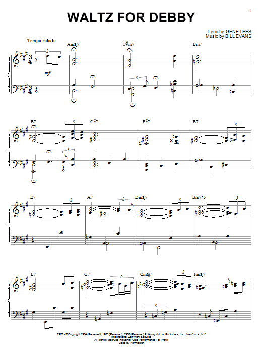 Learn to play Bill Evans Waltz For Debby sheet music for Piano in minutes. Bill Evans Waltz For Debby sheet music notes and chords. Download Printable PDF.