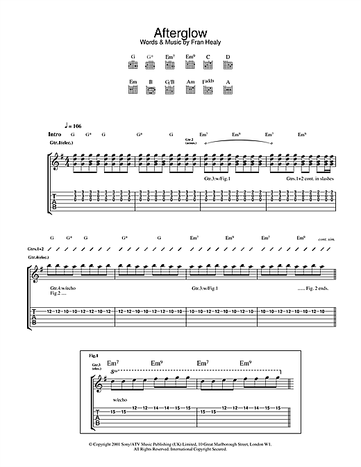 Learn to play Travis Afterglow sheet music for Guitar Tab in minutes. Travis Afterglow sheet music notes and chords. Download Printable PDF.