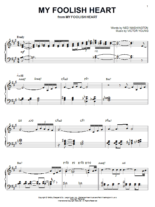 Learn to play Bill Evans My Foolish Heart sheet music for Piano in minutes. Bill Evans My Foolish Heart sheet music notes and chords. Download Printable PDF.