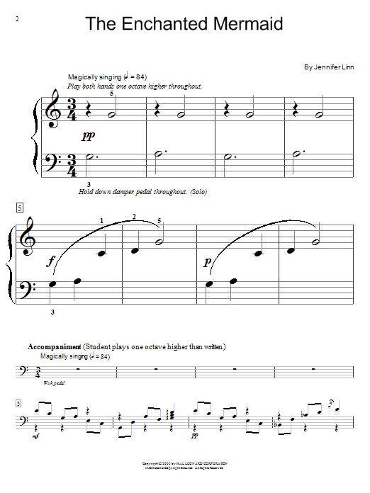Learn to play Jennifer Linn The Enchanted Mermaid sheet music for Easy Piano in minutes. Jennifer Linn The Enchanted Mermaid sheet music notes and chords. Download Printable PDF.