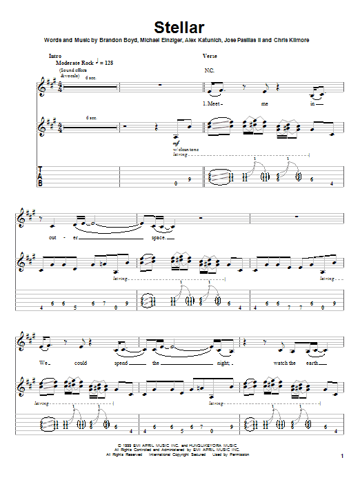 Learn to play Incubus Stellar sheet music for Easy Guitar Tab in minutes. Incubus Stellar sheet music notes and chords. Download Printable PDF.