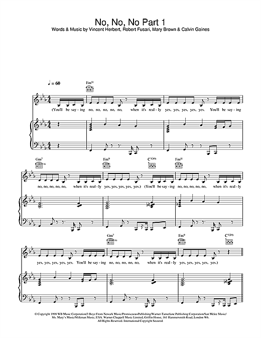 Learn to play Destiny's Child No, No, No Part 1 sheet music for Piano, Vocal & Guitar in minutes. Destiny's Child No, No, No Part 1 sheet music notes and chords. Download Printable PDF.