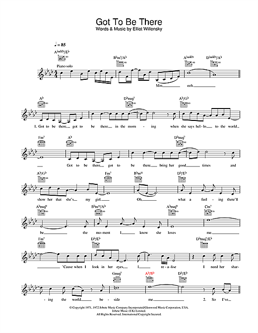 Learn to play Michael Jackson Got To Be There sheet music for Melody Line, Lyrics & Chords in minutes. Michael Jackson Got To Be There sheet music notes and chords. Download Printable PDF.