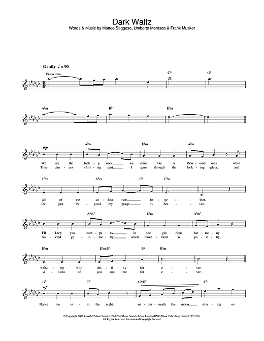 Learn to play Hayley Westenra Dark Waltz sheet music for Melody Line, Lyrics & Chords in minutes. Hayley Westenra Dark Waltz sheet music notes and chords. Download Printable PDF.
