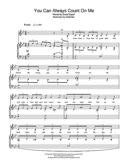 Cy Coleman You Can Always Count On Me From City Of Angels Sheet Music Notes Chords Piano Vocal Download Musicals Pdf