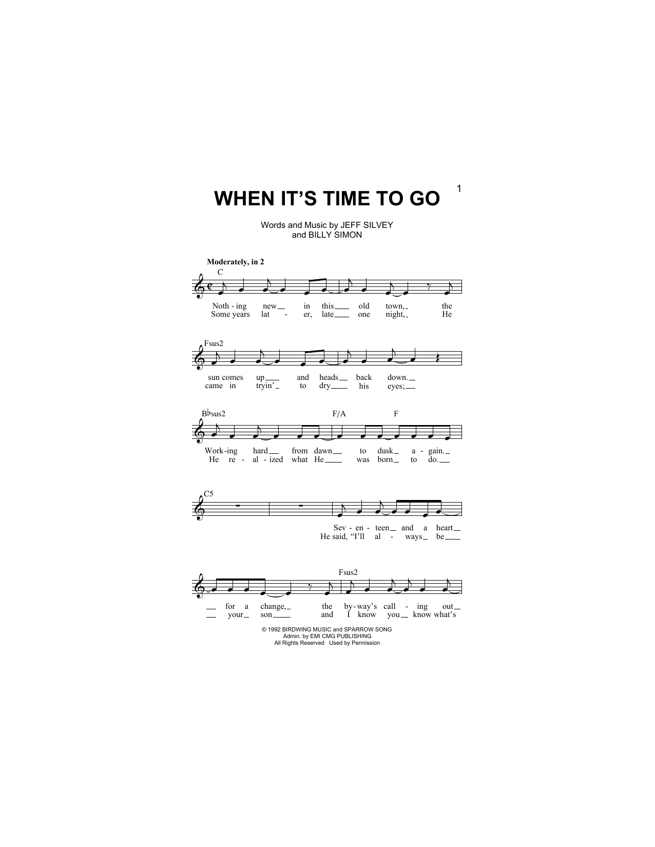 Download 4Him When It's Time To Go Sheet Music and learn how to play Melody Line, Lyrics & Chords PDF digital score in minutes
