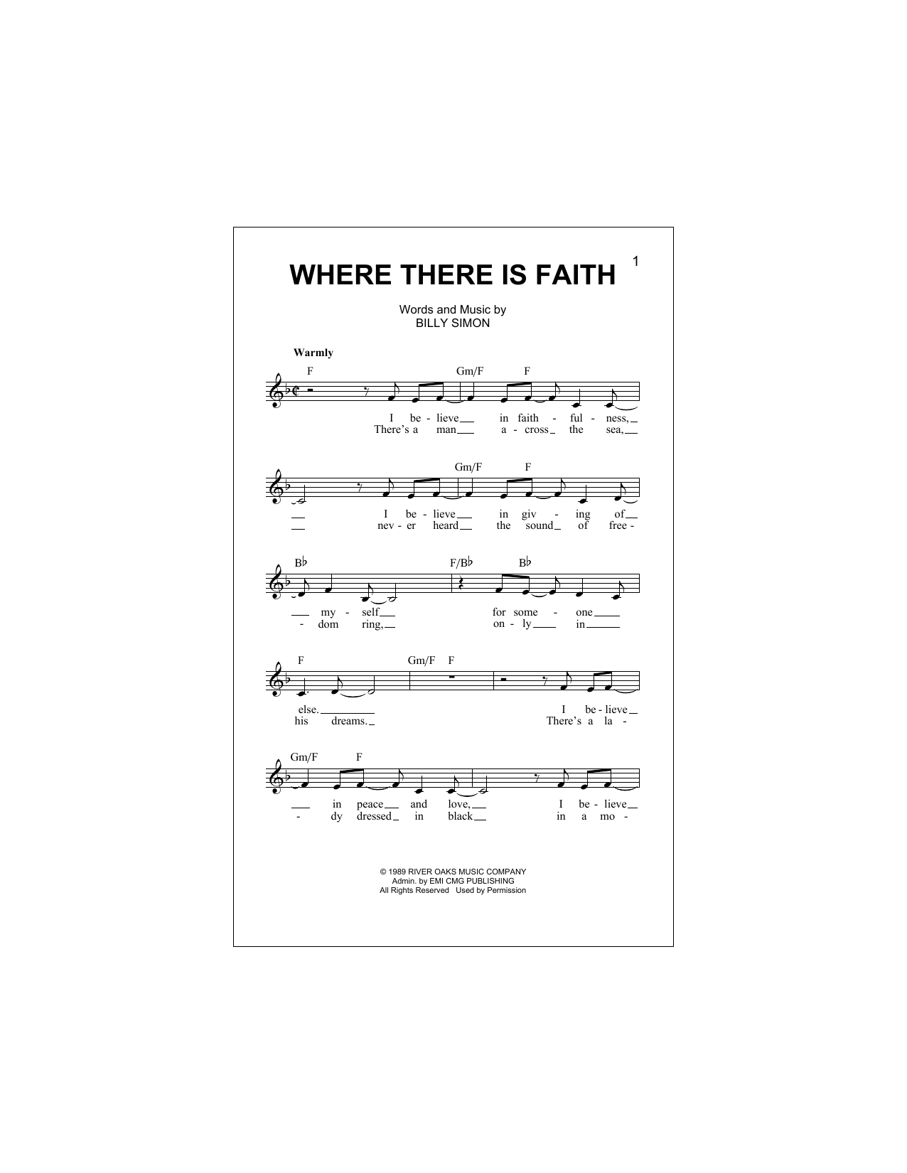 Download 4 Him Where There Is Faith Sheet Music and learn how to play Melody Line, Lyrics & Chords PDF digital score in minutes