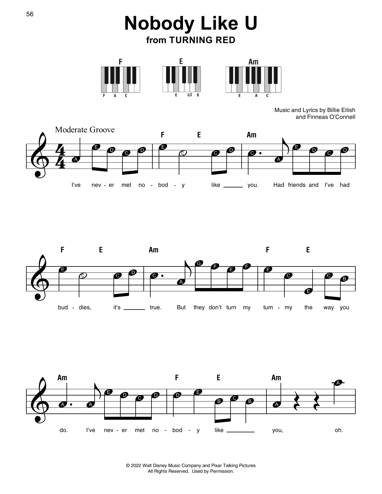 Download 4*TOWN Nobody Like U (from Turning Red) Sheet Music and learn how to play Super Easy Piano PDF digital score in minutes