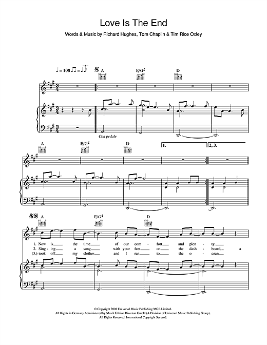 in the end piano tab