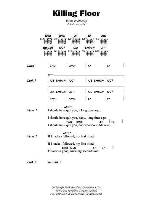 Howlin Wolf Killing Floor Sheet Music Notes Chords Lyrics