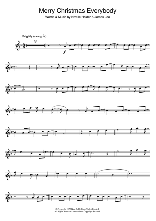 Slade Merry Xmas Everybody Sheet Music Notes Chords Violin Download Rock 47920 Pdf