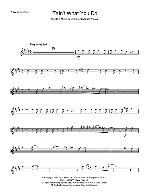 Learn to play Ella Fitzgerald 'Tain't What You Do (It's The Way That Cha Do It) sheet music for Alto Saxophone in minutes. Ella Fitzgerald 'Tain't What You Do (It's The Way That Cha Do It) sheet music notes and chords. Download Printable PDF.