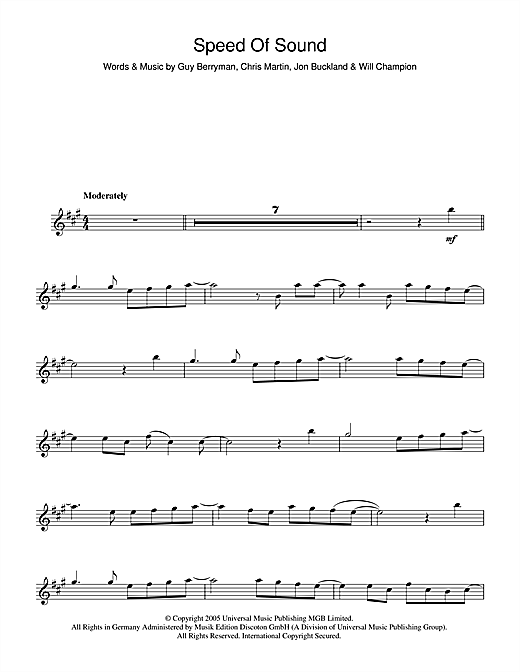 Learn to play Coldplay Speed Of Sound sheet music for Alto Saxophone in minutes. Coldplay Speed Of Sound sheet music notes and chords. Download Printable PDF.