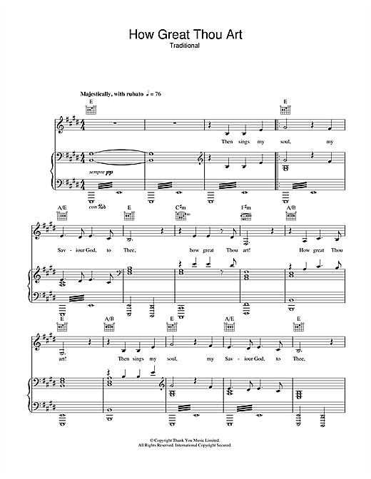Susan Boyle How Great Thou Art Sheet Music Notes Chords Piano Vocal Guitar Right Hand Melody Download Traditional 49783 Pdf