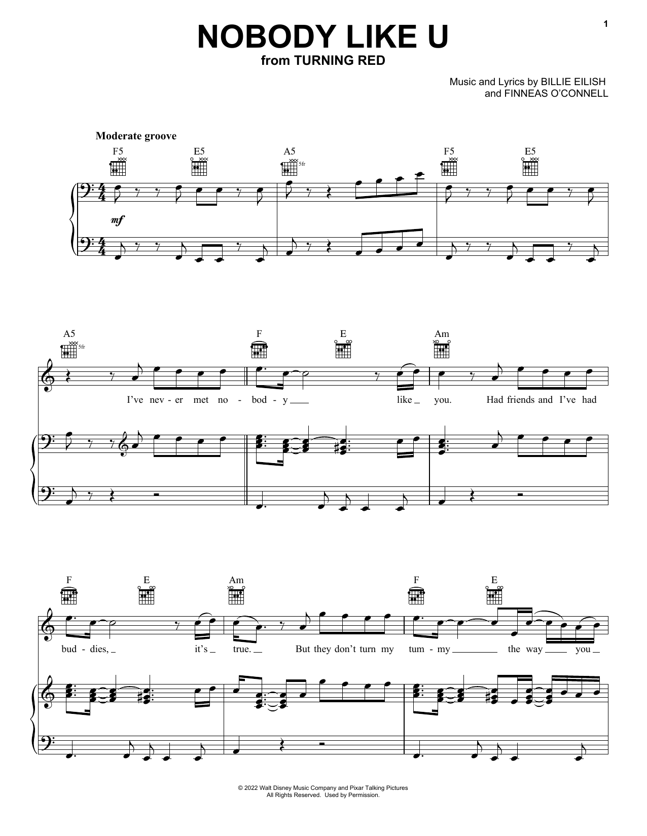 Download 4*TOWN Nobody Like U (from Turning Red) Sheet Music and learn how to play Super Easy Piano PDF digital score in minutes