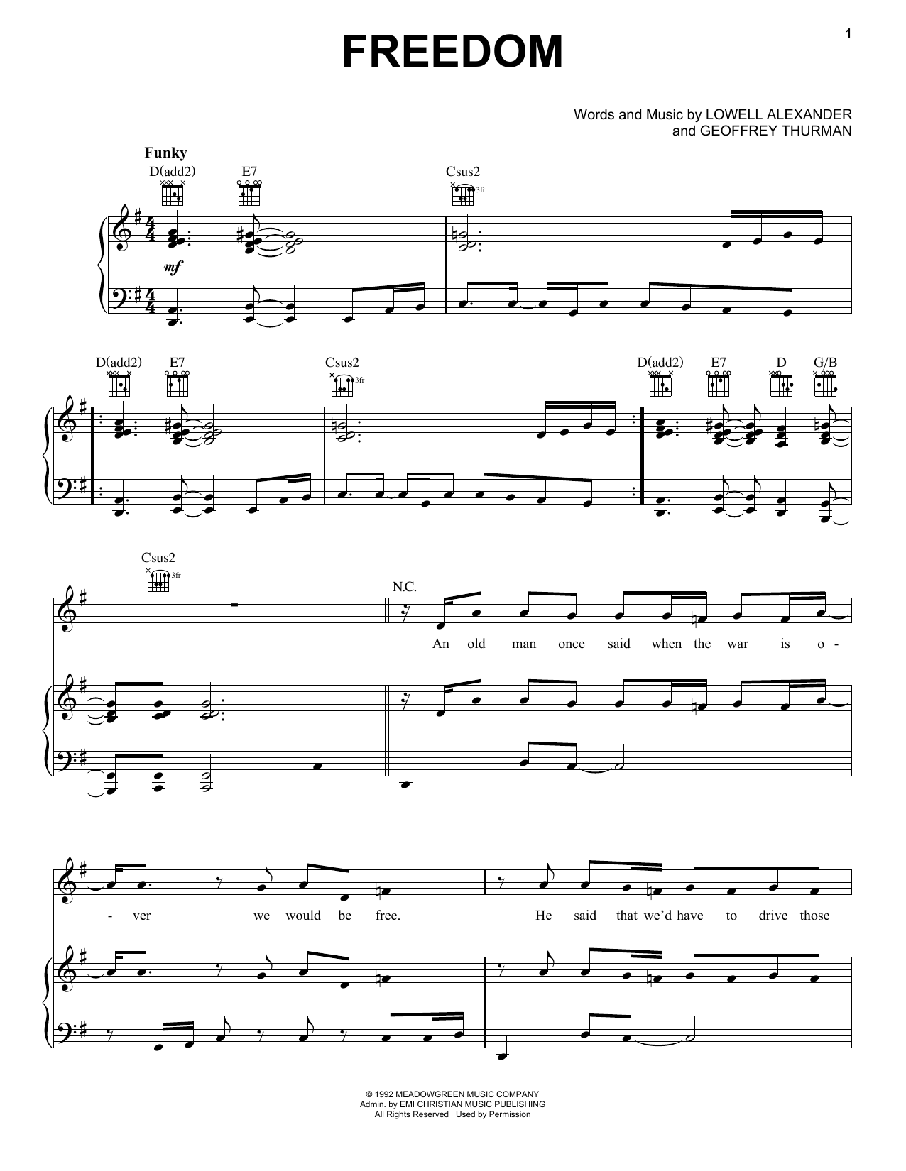 Download 4Him Freedom Sheet Music and learn how to play Piano, Vocal & Guitar Chords (Right-Hand Melody) PDF digital score in minutes