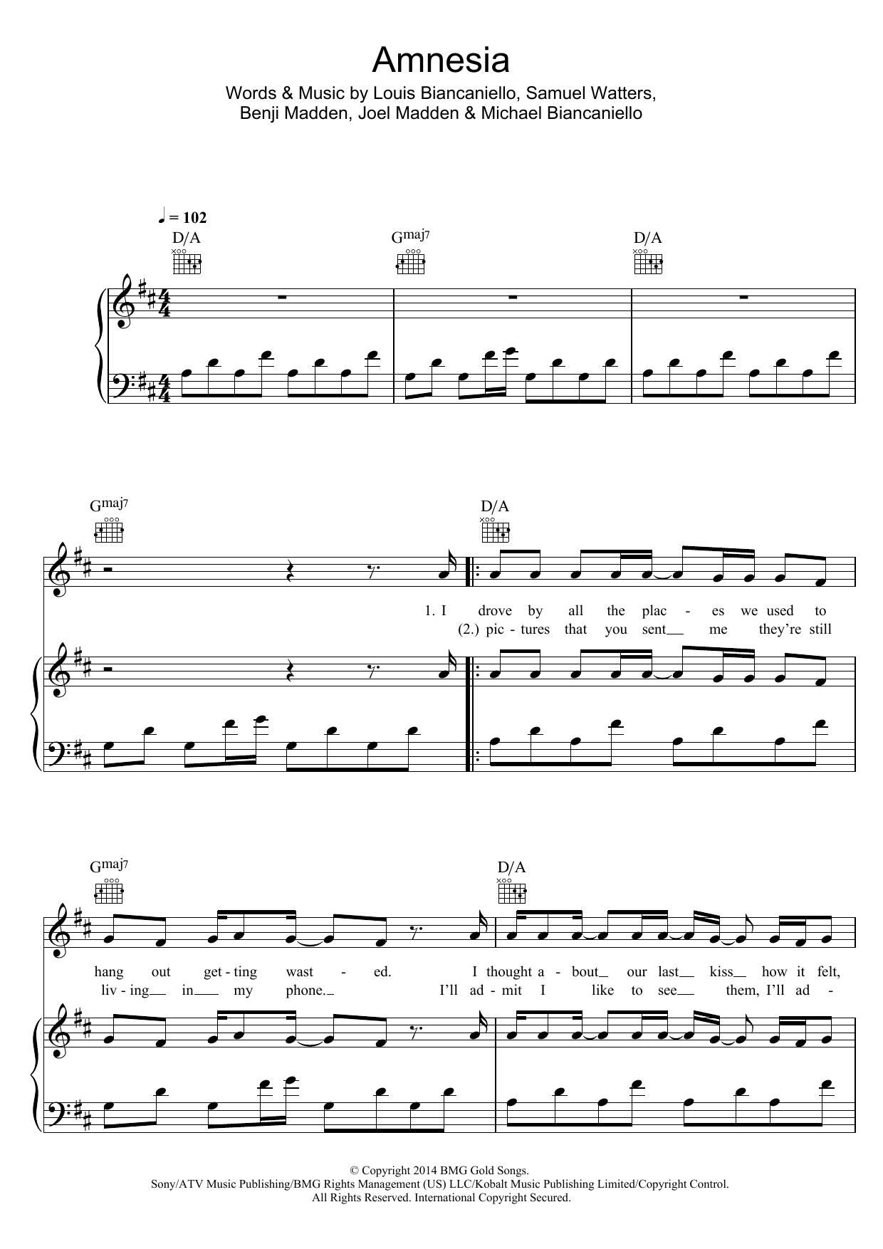 Download 5 Seconds of Summer Amnesia Sheet Music and learn how to play Piano, Vocal & Guitar PDF digital score in minutes