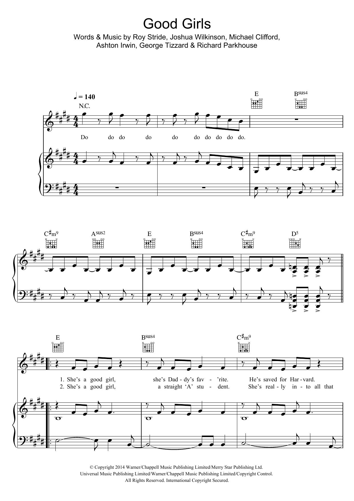 Download 5 Seconds of Summer Good Girls Sheet Music and learn how to play Piano, Vocal & Guitar (Right-Hand Melody) PDF digital score in minutes