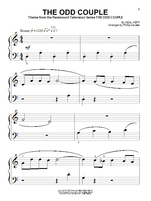 Learn to play Neal Hefti The Odd Couple sheet music for Piano in minutes. Neal Hefti The Odd Couple sheet music notes and chords. Download Printable PDF.