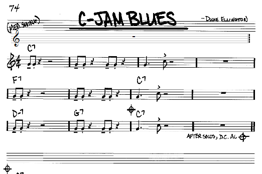 Learn to play Duke Ellington C-Jam Blues sheet music for Real Book - Melody & Chords - C Instruments in minutes. Duke Ellington C-Jam Blues sheet music notes and chords. Download Printable PDF.