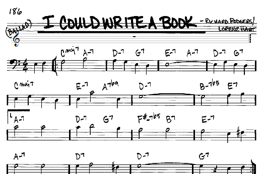 Learn to play Rodgers & Hart I Could Write A Book sheet music for Real Book - Melody & Chords - Bass Clef Instruments in minutes. Rodgers & Hart I Could Write A Book sheet music notes and chords. Download Printable PDF.