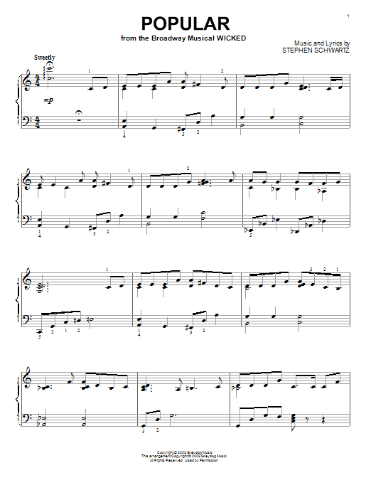 Learn to play Stephen Schwartz Popular (from Wicked) sheet music for Piano in minutes. Stephen Schwartz Popular (from Wicked) sheet music notes and chords. Download Printable PDF.
