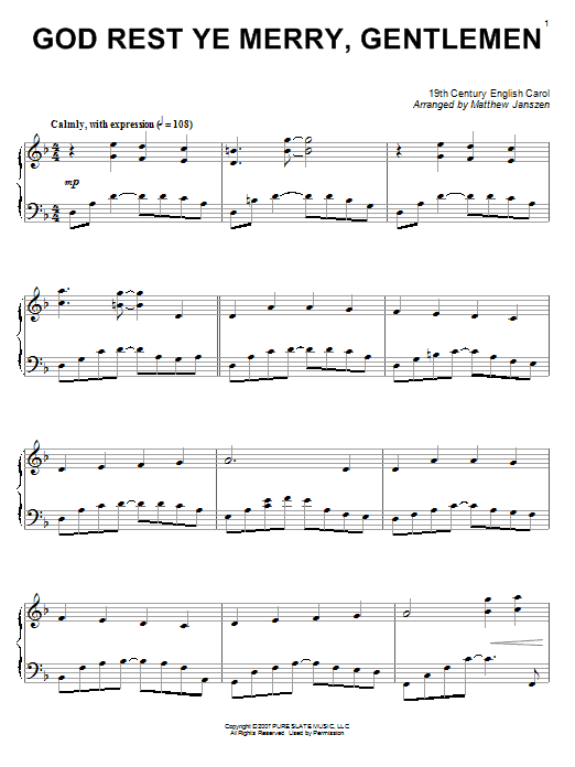 Learn to play Traditional Carol God Rest Ye Merry, Gentlemen sheet music for Piano in minutes. Traditional Carol God Rest Ye Merry, Gentlemen sheet music notes and chords. Download Printable PDF.