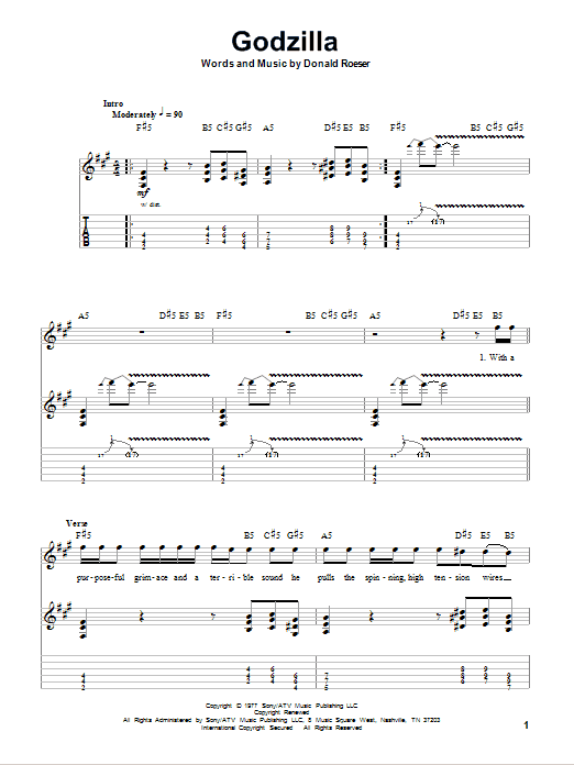 Learn to play Blue Oyster Cult Godzilla sheet music for Guitar Tab in minutes. Blue Oyster Cult Godzilla sheet music notes and chords. Download Printable PDF.