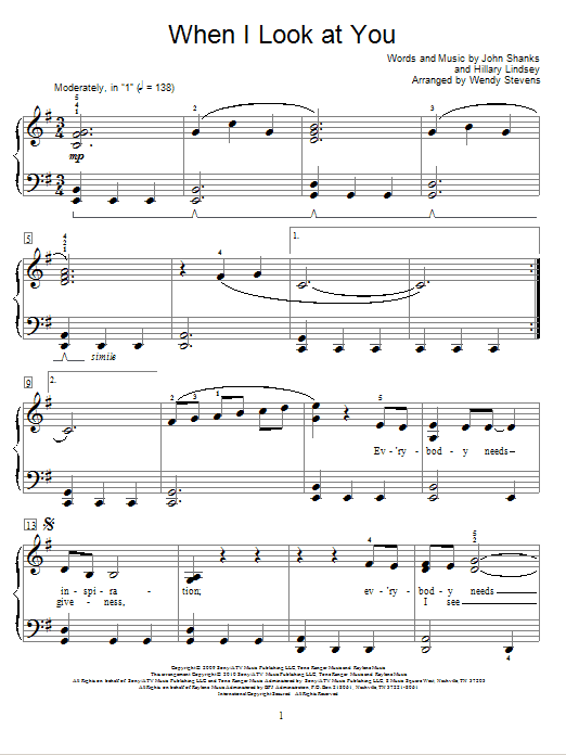 Miley Cyrus "When I Look At You" Sheet Music Notes, Chords