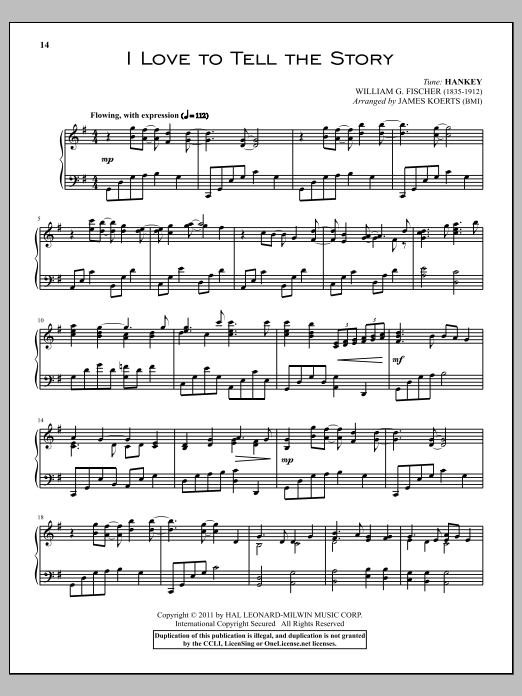 Learn to play A. Katherine Hankey I Love To Tell The Story sheet music for Piano in minutes. A. Katherine Hankey I Love To Tell The Story sheet music notes and chords. Download Printable PDF.