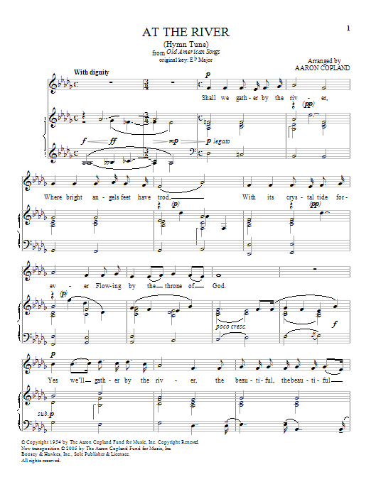 Learn to play Aaron Copland At The River sheet music for Piano & Vocal in minutes. Aaron Copland At The River sheet music notes and chords. Download Printable PDF.