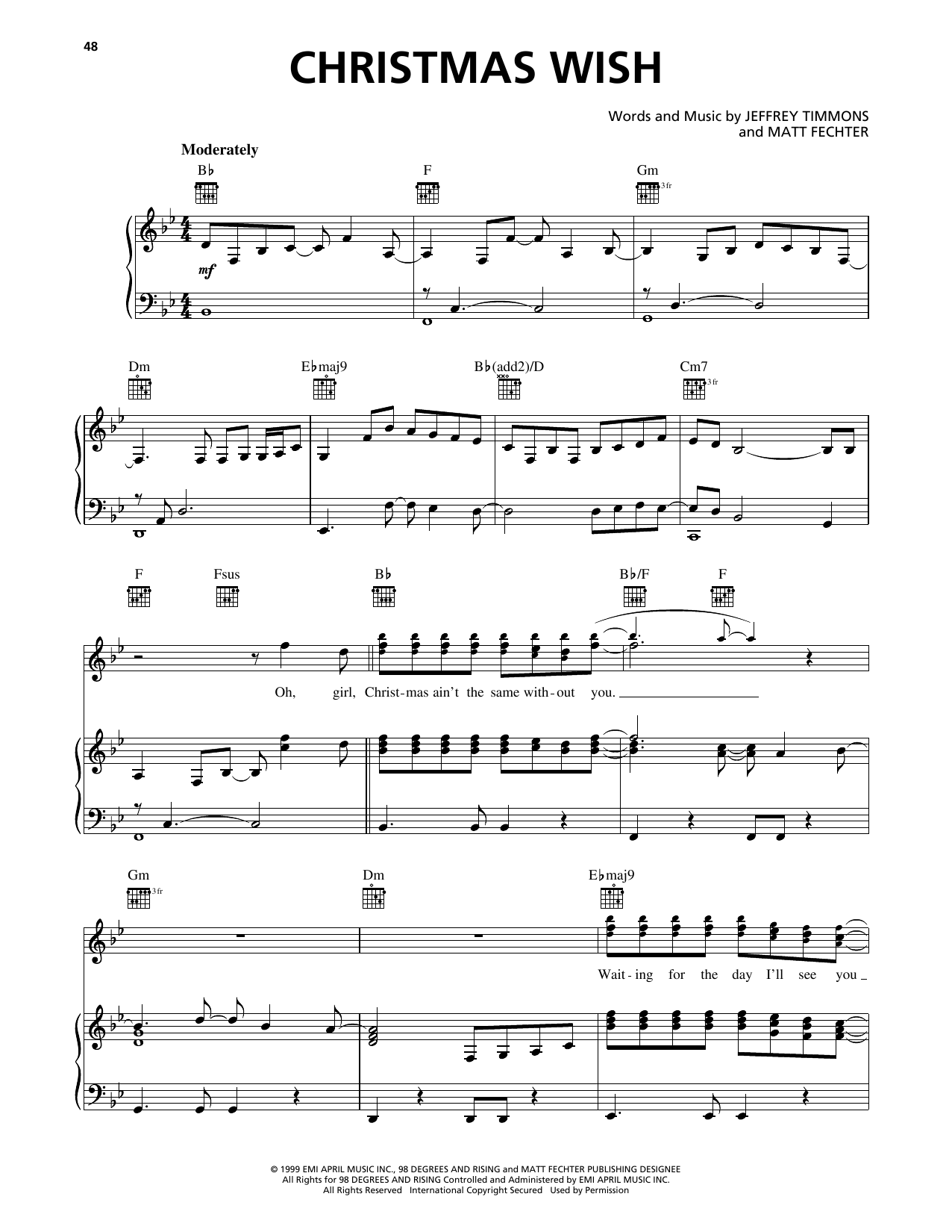 Download 98º Christmas Wish Sheet Music and learn how to play Piano, Vocal & Guitar Chords (Right-Hand Melody) PDF digital score in minutes