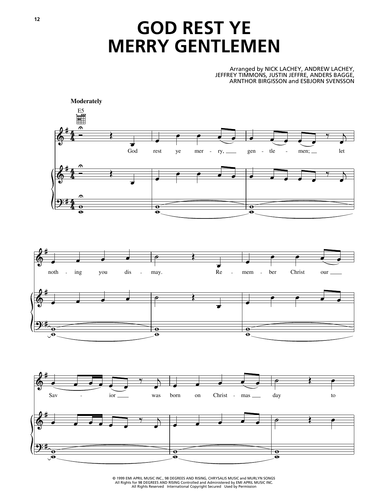 Download 98º God Rest Ye Merry Gentlemen Sheet Music and learn how to play Piano, Vocal & Guitar Chords (Right-Hand Melody) PDF digital score in minutes