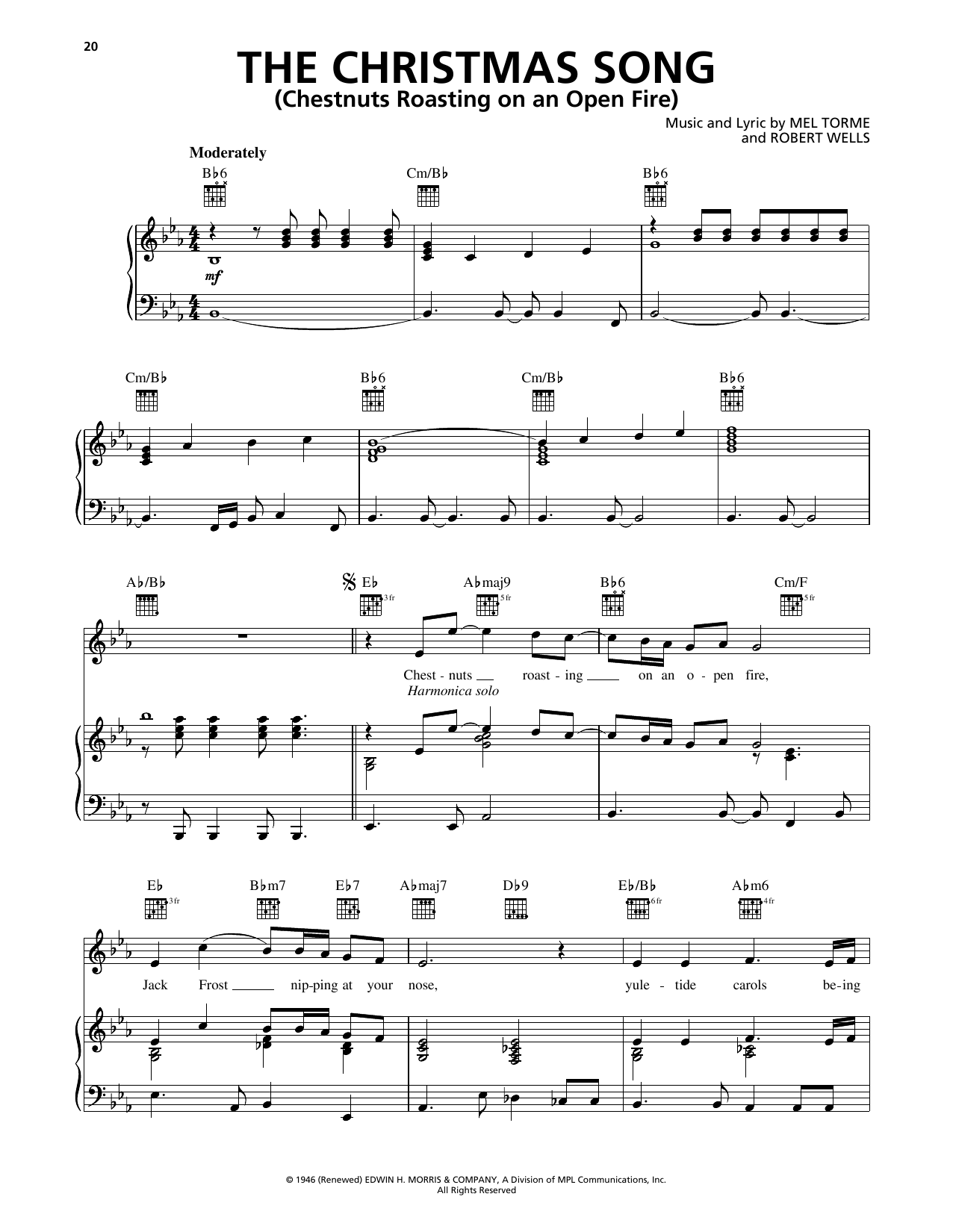 Download 98º The Christmas Song (Chestnuts Roasting On An Open Fire) Sheet Music and learn how to play Piano, Vocal & Guitar Chords (Right-Hand Melody) PDF digital score in minutes