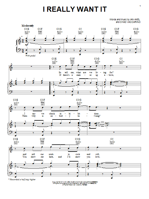 Download A Great Big World I Really Want It Sheet Music and learn how to play Piano, Vocal & Guitar (Right-Hand Melody) PDF digital score in minutes