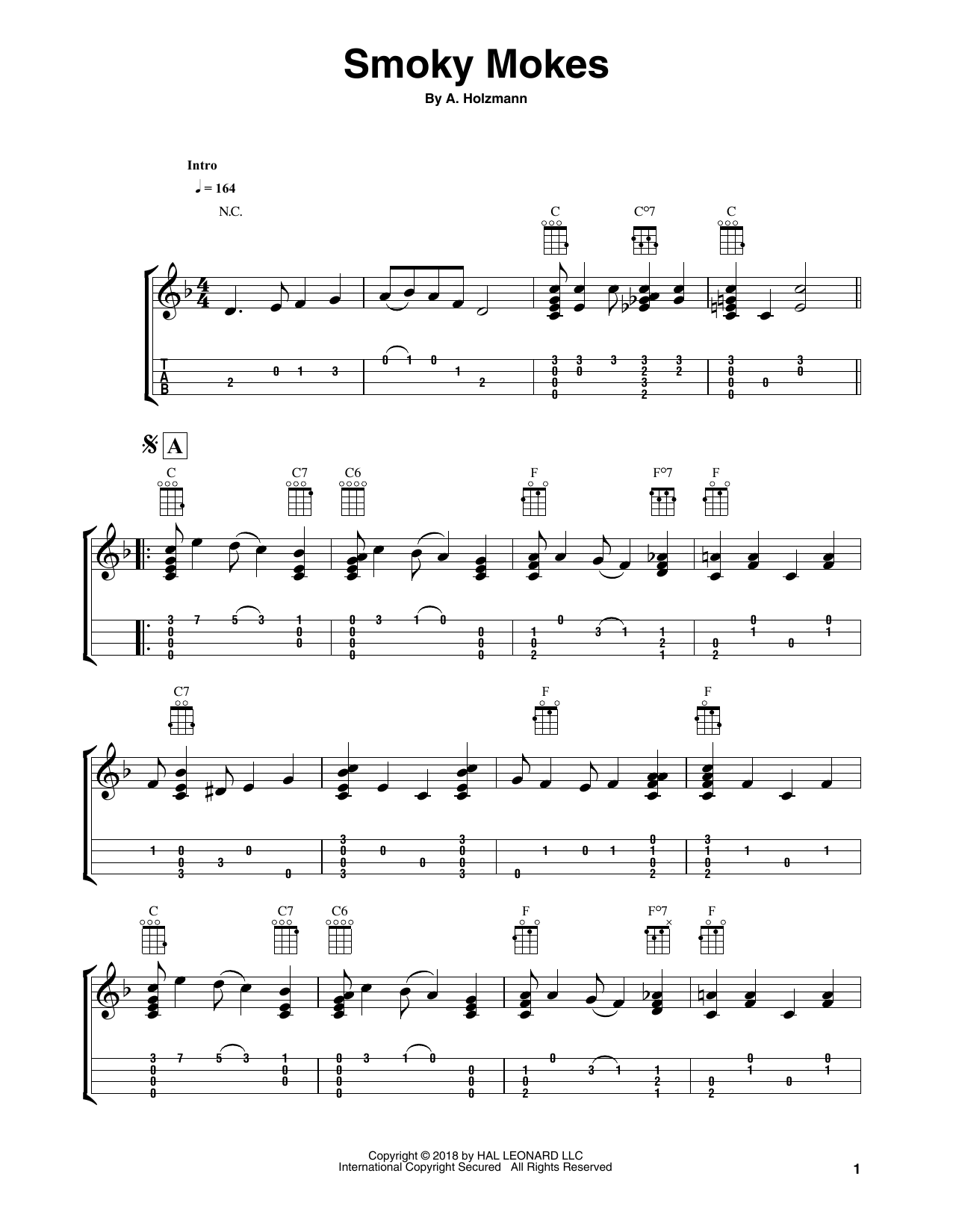 Download Fred Sokolow Smoky Mokes Sheet Music and learn how to play Easy Ukulele Tab PDF digital score in minutes