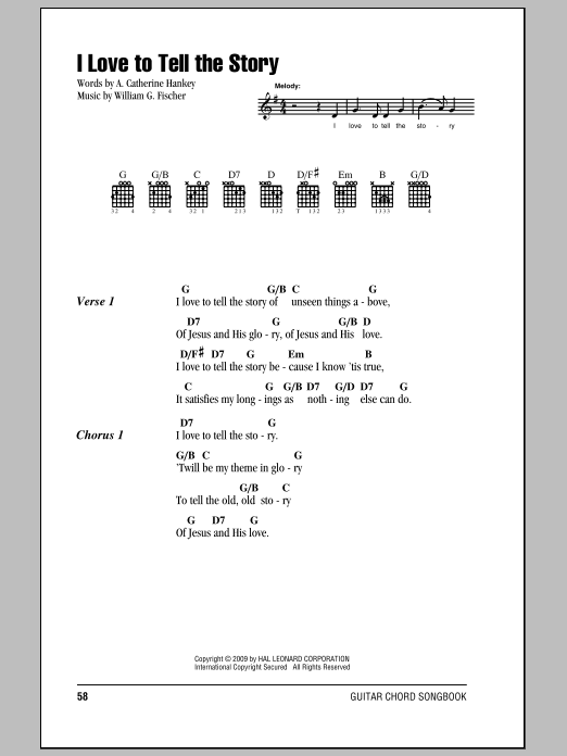 Download A. Katherine Hankey I Love To Tell The Story Sheet Music and learn how to play Lyrics & Chords PDF digital score in minutes