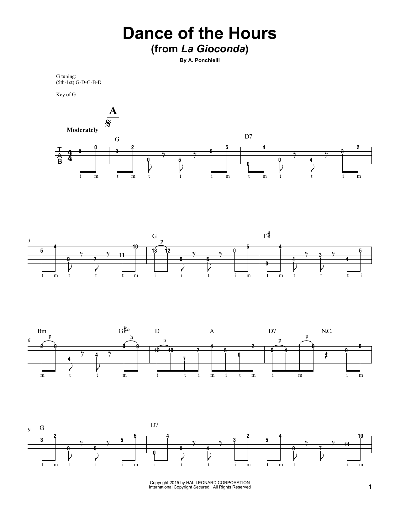 Download Amilcare Ponchielli Dance Of The Hours Sheet Music and learn how to play Banjo PDF digital score in minutes