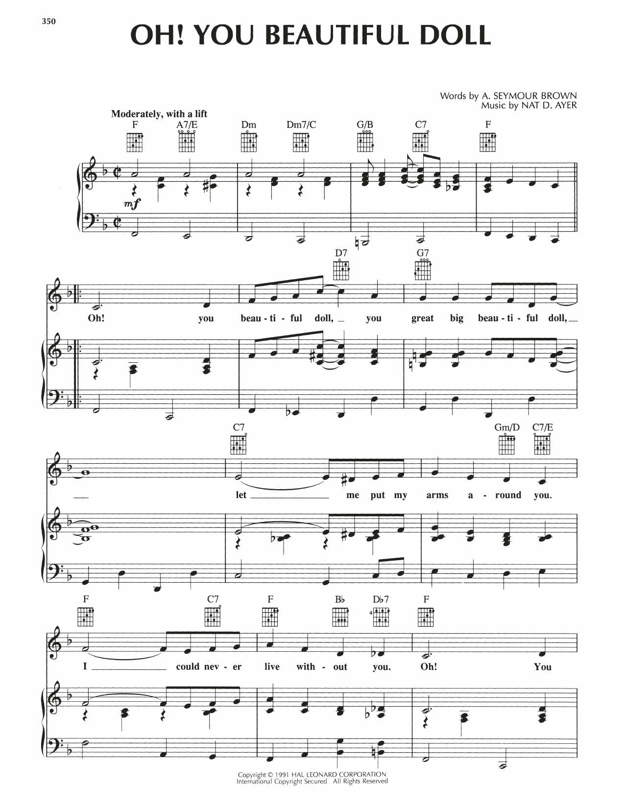 Download A. Seymour Brown Oh! You Beautiful Doll Sheet Music and learn how to play Piano, Vocal & Guitar Chords (Right-Hand Melody) PDF digital score in minutes