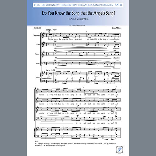 Easily Download A.P. Cobb and John Milne Printable PDF piano music notes, guitar tabs for  SATB Choir. Transpose or transcribe this score in no time - Learn how to play song progression.