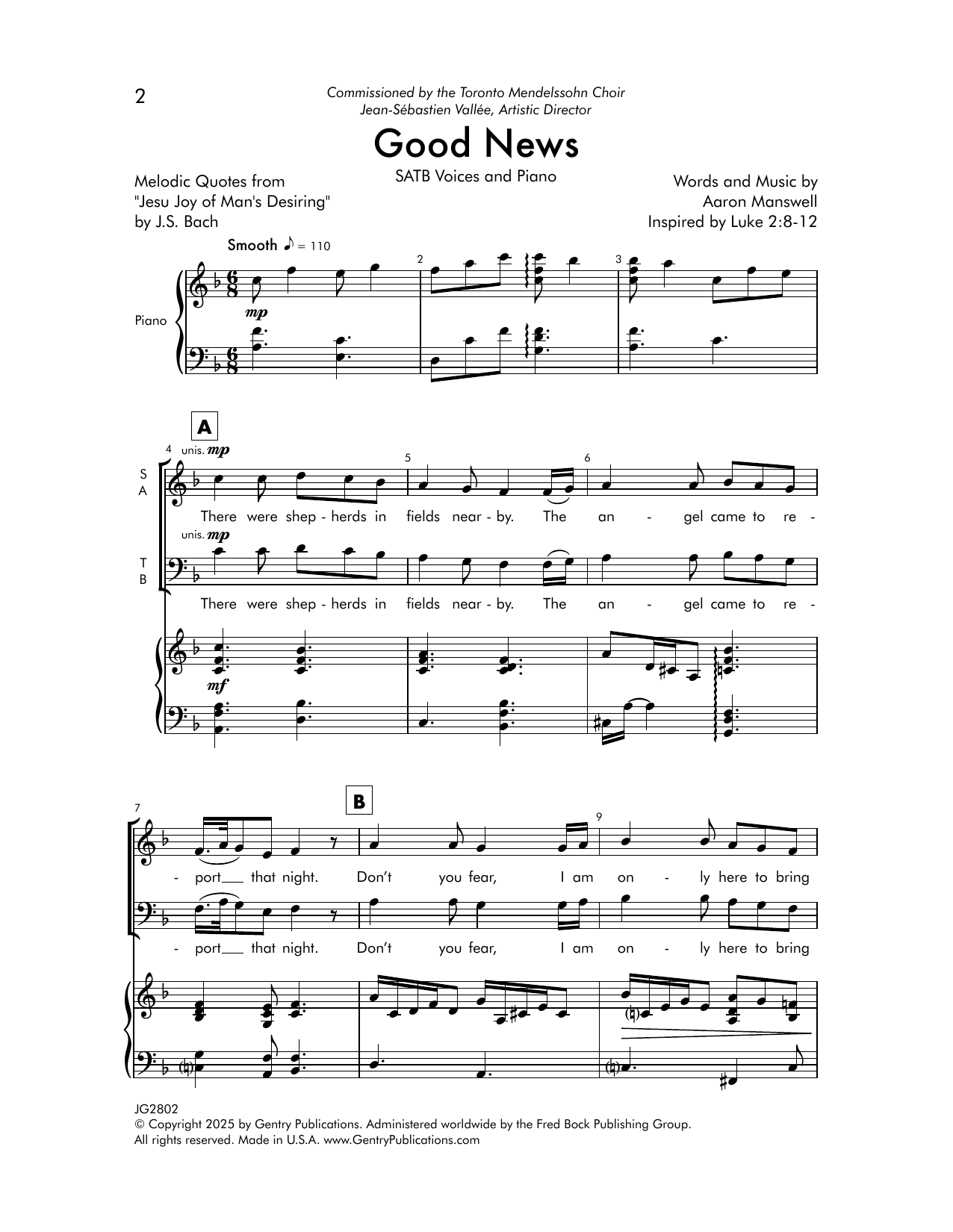 Download Aaron Manswell Good News Sheet Music and learn how to play SATB Choir PDF digital score in minutes